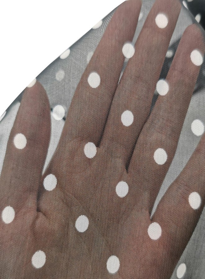 VIGUEUR Polka Dot Scarf 50S - Black and White Chiffon Hair Tie, Vintage Neckerchief for Women - Image 2